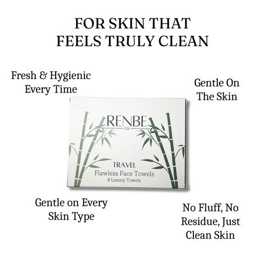 Flawless Face Towels Travel Pack benefits, hygienic, soft bamboo, residue-free cleansing, gentle on skin, eco-friendly.