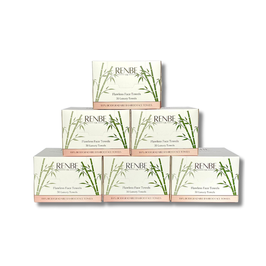 Flawless Essentials Bundle with 6 full-size boxes of Renbe Flawless Face Towels.