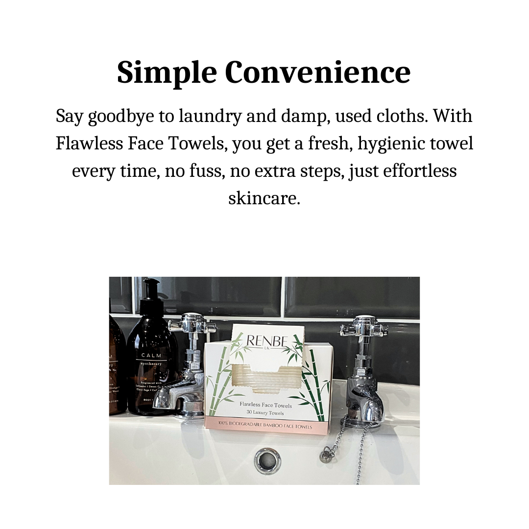 Flawless Face Towels providing everyday convenience with disposable, hygienic towels and no laundry.