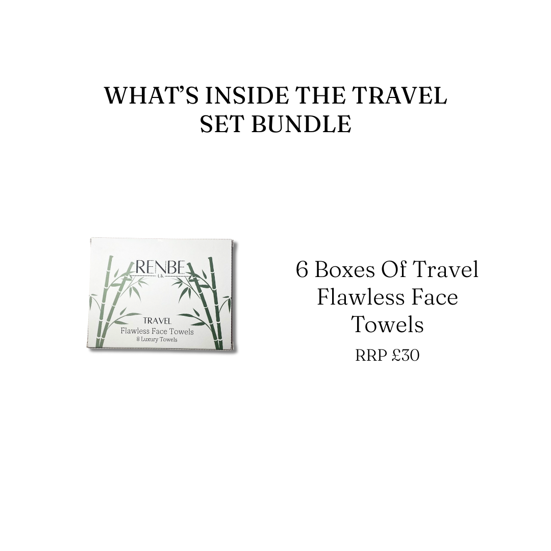 What’s inside the Flawless On-the-Go Bundle - 6 travel packs of 8 bamboo towels each.