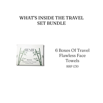 What’s inside the Flawless On-the-Go Bundle - 6 travel packs of 8 bamboo towels each.