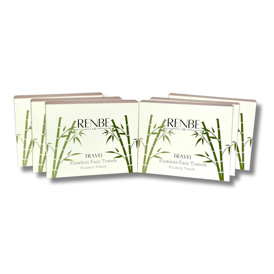 Flawless On-the-Go Bundle with 6 travel-size packs of Renbe Flawless Face Towels