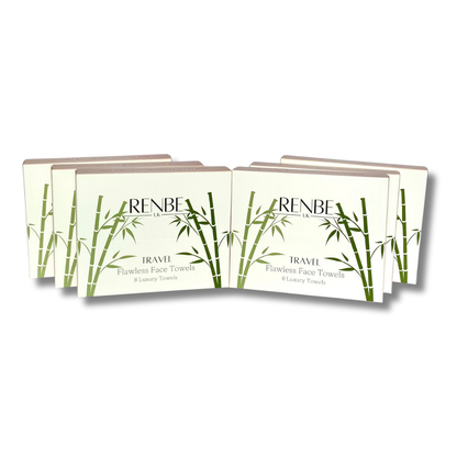 Flawless On-the-Go Bundle with 6 travel-size packs of Renbe Flawless Face Towels